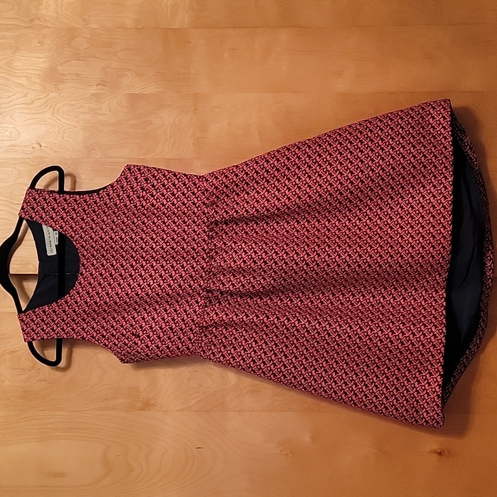 Lili Wang For Lili's Closet Orange Blue Geometric Sleeveless Dress